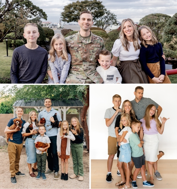 Collage of photos featuring Doctor Larson and his family